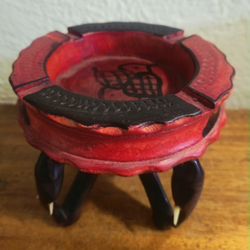 Vintage Carved Wood Elephant Feet Ashtray