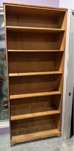 Tall Pine Wood Rustic Bookcase with Adjustable Shelves