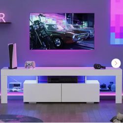 White Entertainment Center With Color Changing remote - Brand New In The Box