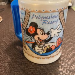 Vintage Disney Polynesian Resort Insulated Mug Cup Whirley Mickey Minnie Mouse