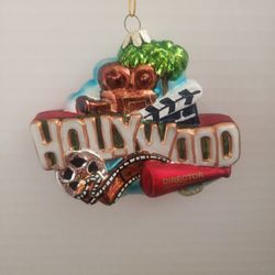 Kurt  Adler Handblown Glass Hollywood Sign Ornament 3.5"×4" New No Box  Xmas  F