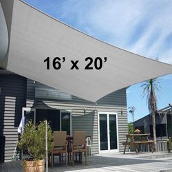 (Brand New) $50 Rectangle 16x20’ XL Sun Shade Sail Outdoor Canopy Top Cover 175gsm w/ Ropes (Beige, Gray, Black)