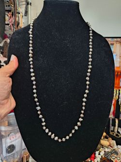 Elegant Natural Gray Pearl Station Necklace