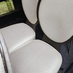 4 Ostrich Print Leather Chairs 