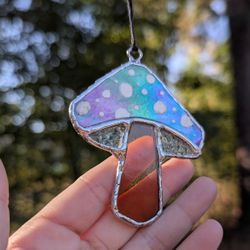 Small Stained Glass Mushroom Sun Catcher 