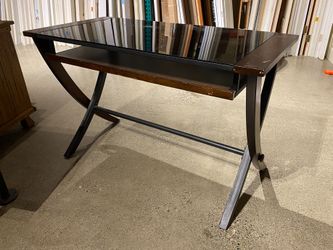 Tinted Glass Top Desk w/ Stationary Keyboard Tray