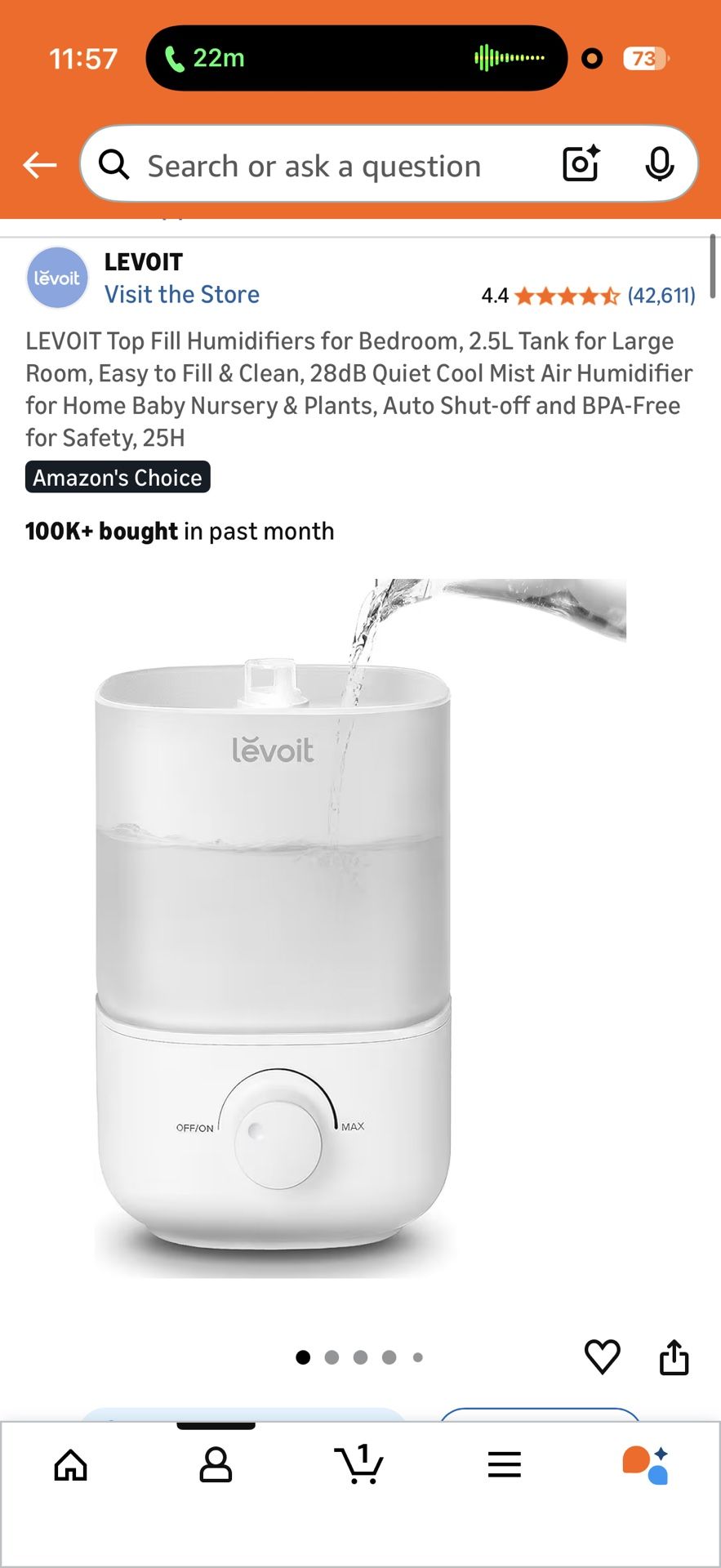 LEVOIT Top Fill Humidifiers for Bedroom, 2.5L Tank for Large Room, Easy to Fill & Clean, 28dB Quiet Cool Mist Air Humidifier for Home Baby Nursery & P