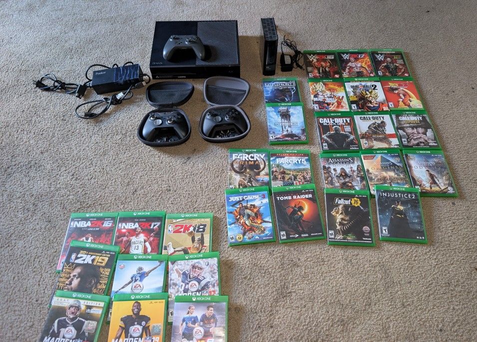 Xbox One Console 1TB & 29 Games + 4 Controllers & 3TB Hard drive