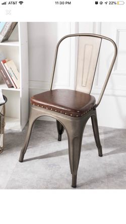 Stackable Kitchen Industrial PU Upholstered Vintage, Bronze Barstool