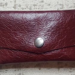 Leather Mini Envelope Wallet - Cranberry