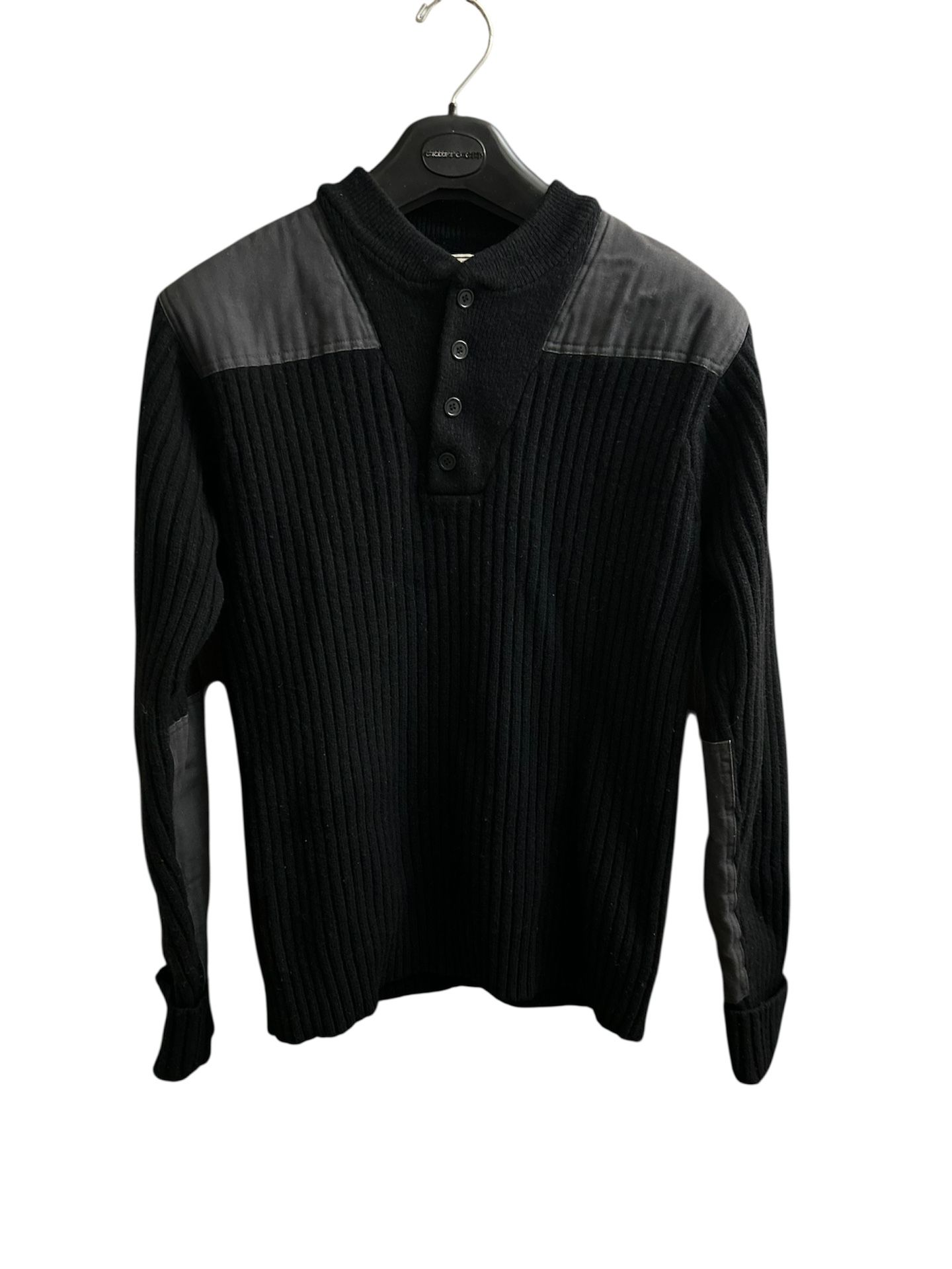 L.L. Bean Black Mens Crewneck 1/4 Button-Down Size M-Reg Pullover Sweater