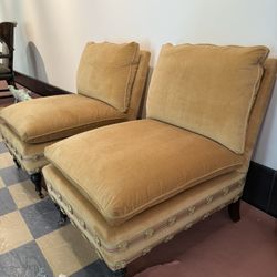 Vintage Velvet Slipper  Chairs (2)
