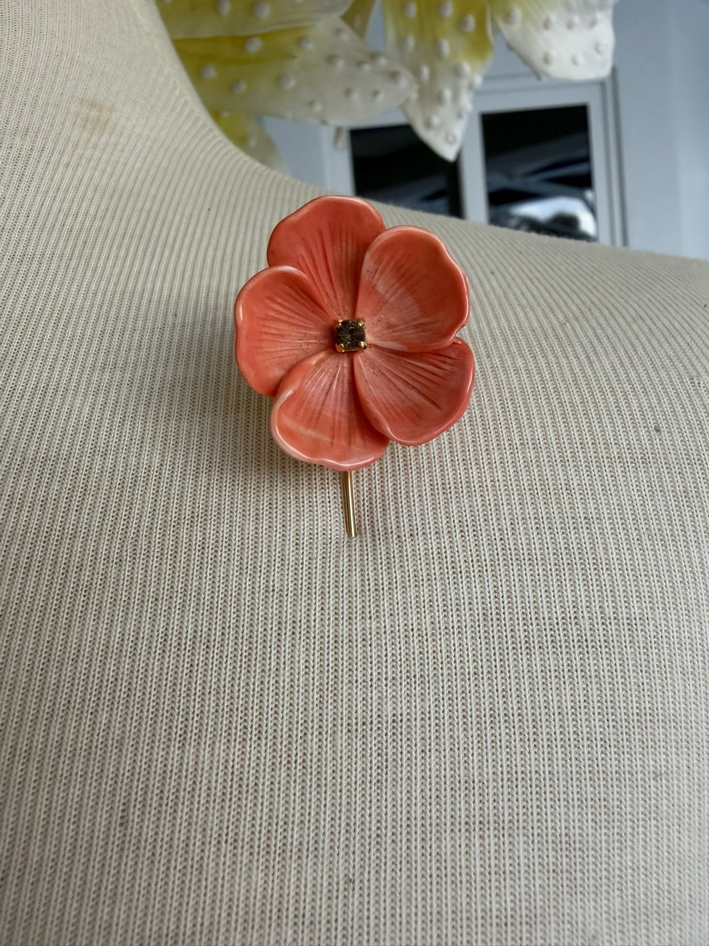 Vintage parklane lapel pin orange flower signed 2.7” In great condition