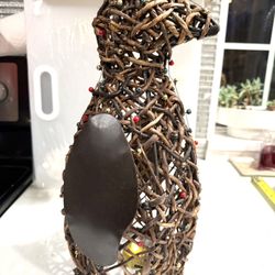 Fun & Unique Vtg Rattan / Metal Penguin Statue / Figure Approx 14.5” tall - open bottom for fairy lights / puck  lighting etc !   3 available - $15 ea