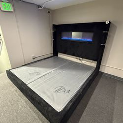 King Bed Frame With Fireplace 