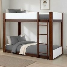 Twin/twin size white Bunkbed with orthopedic mattress included