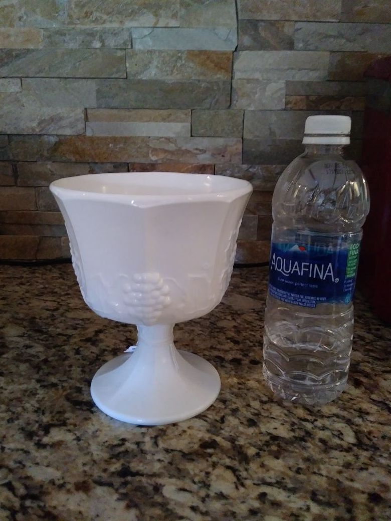 Vintage Milk glass pedestal vase