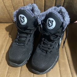 Composite Toe, Black Fuzzy Work Boots