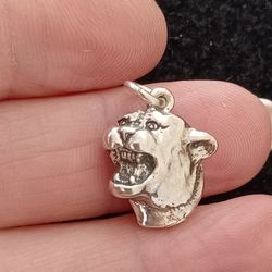 Vtg.Sterling Silver-COUGAR HEAD PENDANT 