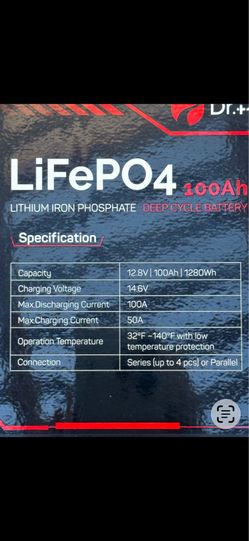 LiFePO4 100Ah 12.8Volt battery for RVs Golf carts strolling motors