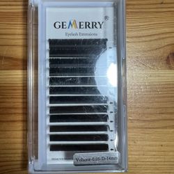 Classic Eyelash Extensions 0.05 D Curl Silk Lash Extensions GEMERRY Matte Black 14mm Classic Eyelashes Trays Professional Indivudual Eyelashes Extensi