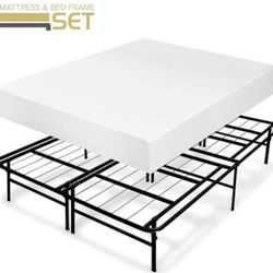 Bed frame & Mattress: Memory Foam and 14" Premium Steel Bed Frame/Foundation Set, Q