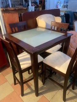 Frosted Glass High Top Counter Height Dining Table with Four Chairs $275 OBO!