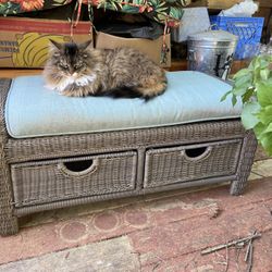 Lawn Furniture, Wicker Style Bench With Storage