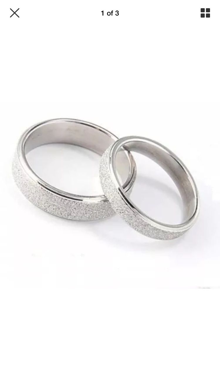 2pcs Silver Frosted Couple Rings