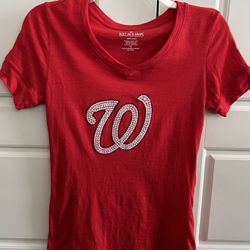 Womens Washington Nationals Red T-shirt, Size Small