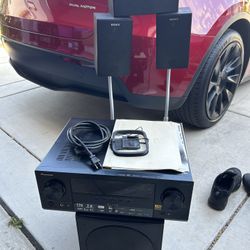 Pioneer Receiver Bluetooth Model VSX-LX104 With Complete 3 Sony Speakers And Sony Subwoofer In Great Condition 