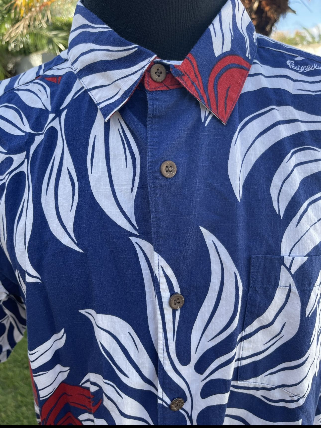 PreOwned Quiksilver Waterman Blue/Red Hawaiian Print Comfort Fit Men's ...