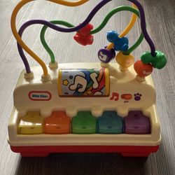 Little Tikes Melody Beads Player Piano Toy Animal Voices Lights Barking Works