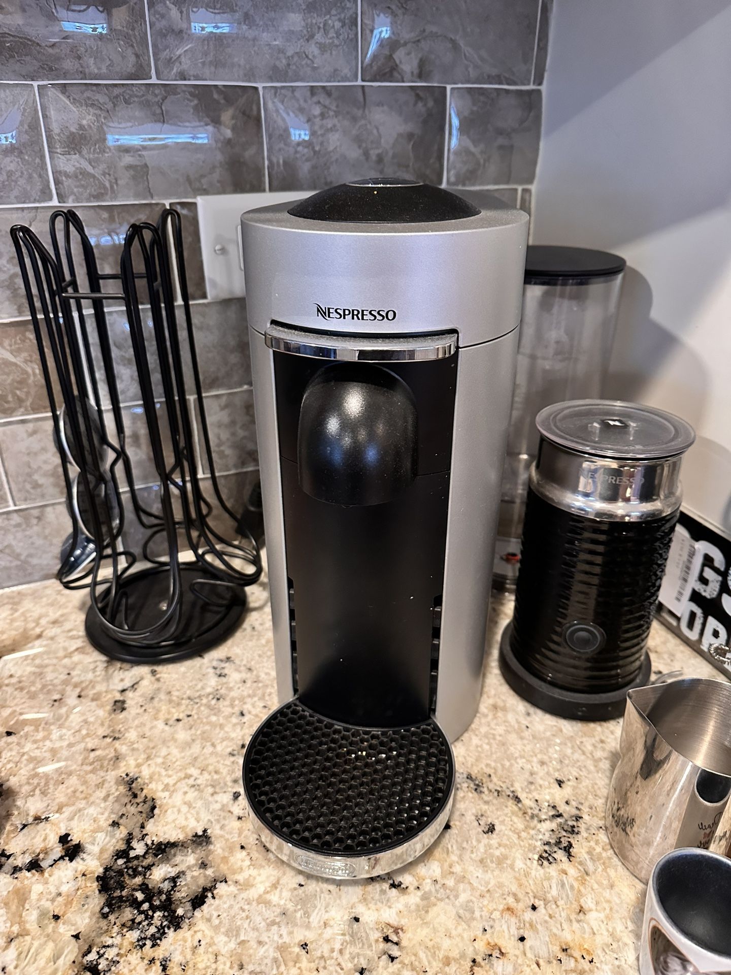 Nespresso Machine, Froth Maker & Pod Stand