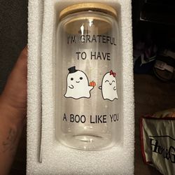 Drinking Glass Cup With Straw 