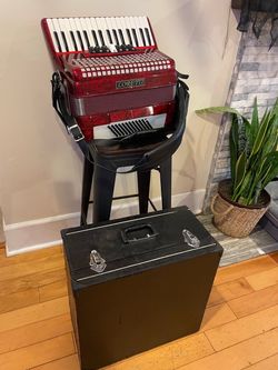 Loretti Red Piano Accordion with Hard Case