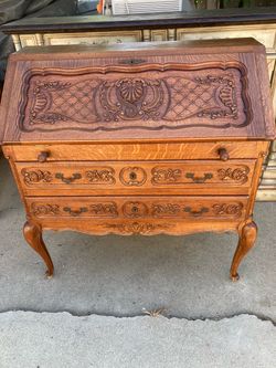 Oak secretary desk vintage