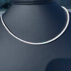 14k white gold 4CTW Natural Diamond Tennis Necklace 16” 2mm Chain
