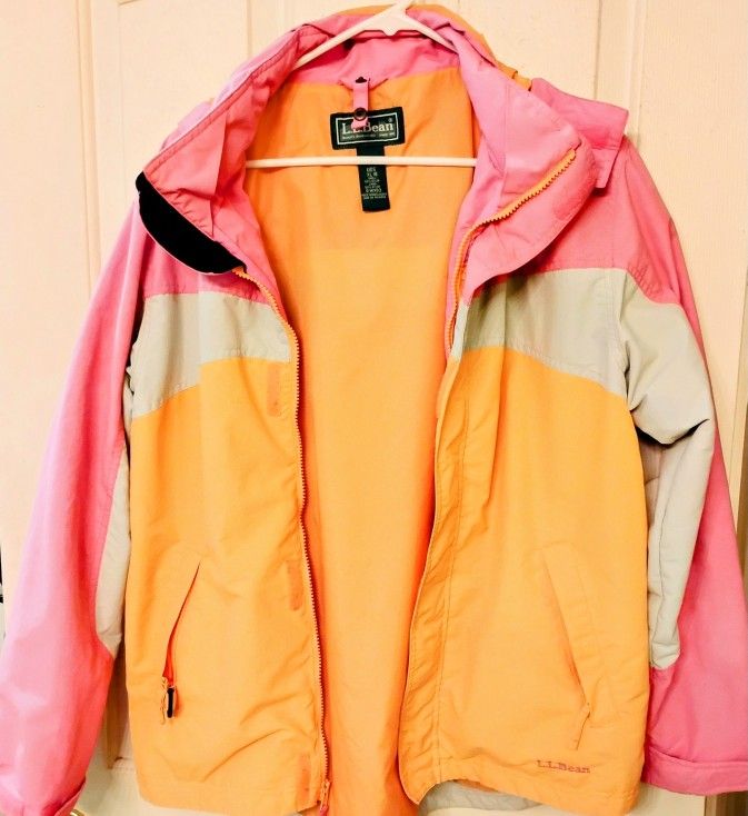 LL Bean Kids' Down Jacket Three in One Fleece Lined Colorblock Multicolor Size XL 18