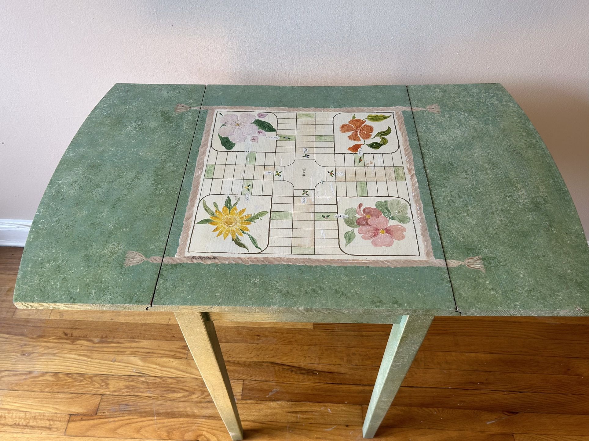Vintage Parcheesi Game Table | Foldable | Handmade and Painted
