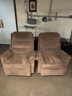 Pair of Brown Fabric Recliner Chairs