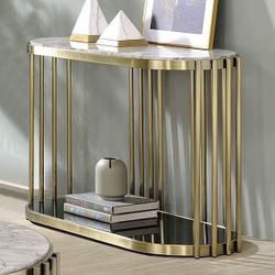 AHTIQUE BRASS / BLACK HALL CONSOLE TABLE