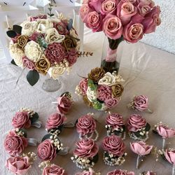 Wood Flower Quinceñera Wedding Bouquets
