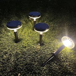 New In Box 4 PCS Litom Solar Rechargeable Garden Pathway Light Bright White With Ground Anchor Stake