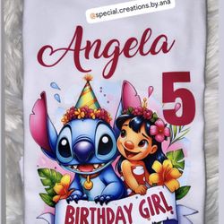 Personalized Stitch & Lilo 5th Birthday Girl Shirt 🌺