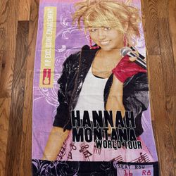 Hannah Montana Beach Bath Towel World Tour Spotlight Sparkle Vintage Disney