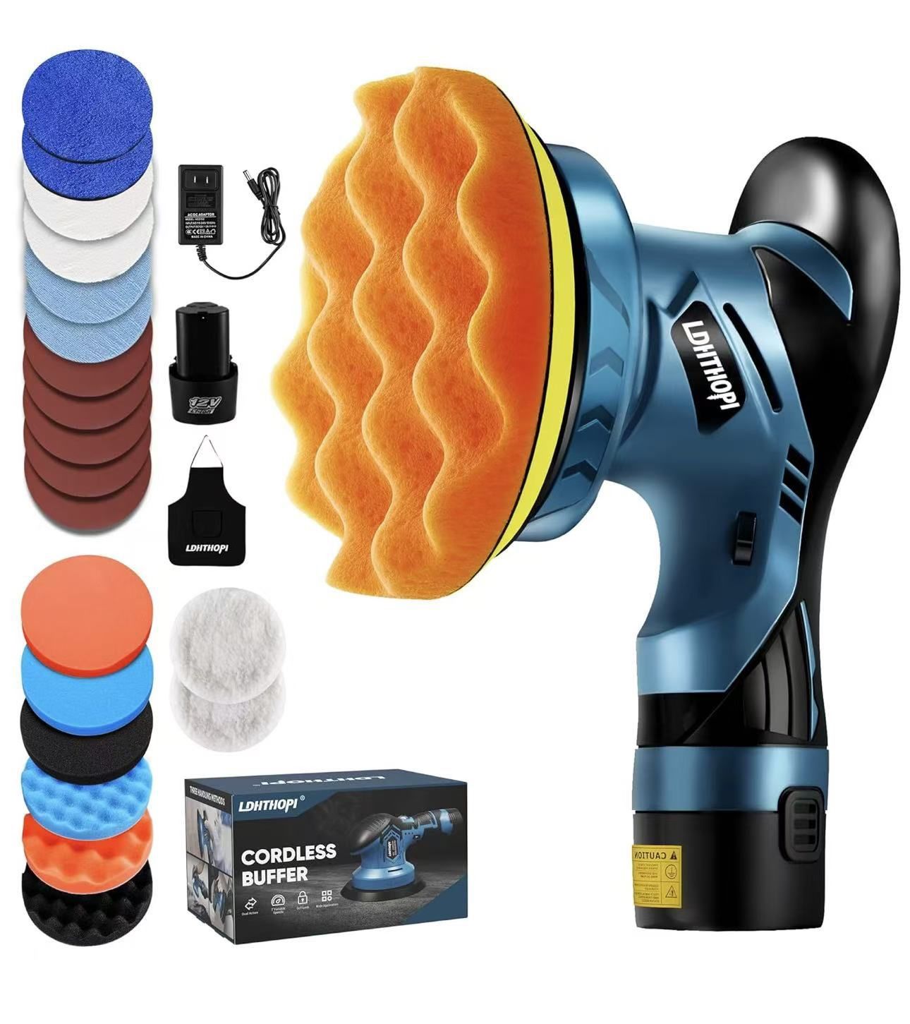 Cordless Polisher, 12V 2000mAh Battery Dual Action Polisher, 6 Variable Speeds, 3000-5000RPM for Car Detailing, for Car, Boat, Wall, Floor, DIY (1 Bat