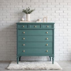 Bold Sage Green Vintage Dresser | Elevated Refinish