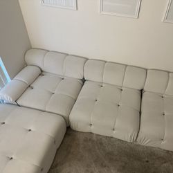 White Sectional Sofa with ottoman 
