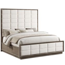 Queen / Eastern King / California King Tall Wood & Fabric Bed Frame 